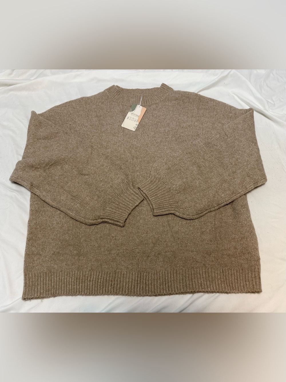 Soft, Cozy Relaxed Crewneck Sweater in Taupe